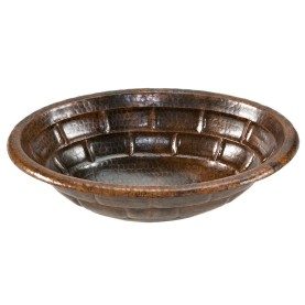 Custom 19" Oval Stacked Stone Self Rimming Hammered Copper Sink