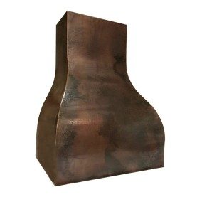 Custom 36" Hammered Copper Campana Range Hood with Duct Cover