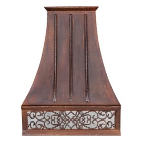 Custom 30" Smooth Hand Hammered Copper Euro Range Hood with Nickel Background Scroll Design