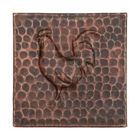 4&quot; x 4&quot; Hammered Copper Rooster Tile