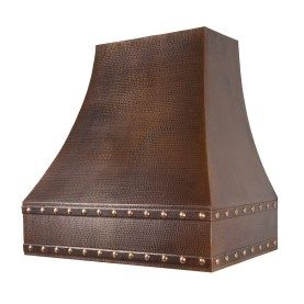 36 Inch 735 CFM Hammered Copper Wall Mounted Correa Range Hood with Screen Filters