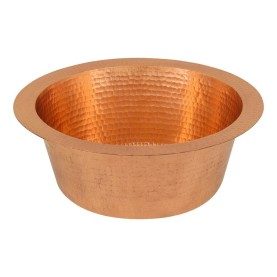 12&quot; Round Hammered Copper Bar Sink with 2&quot; Drain Opening in Polished Copper