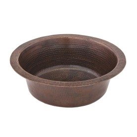14&quot; Round Hammered Copper Bar Sink w/ 2&quot; Drain Opening