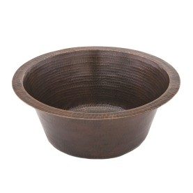 16&quot; Round Hammered Copper Bar Sink w/ 2&quot; Drain Opening
