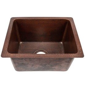17" Rectangle Hammered Copper Bar/Prep/Laundry/Utility Sink w/ 3.5" Drain Opening