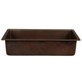 28" Rectangle Hammered Copper Bar/Prep Sink with 3.5" Drain Opening