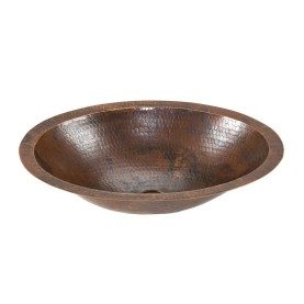 17&quot; Oval Under Counter Hammered Copper Bathroom Sink