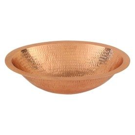 17" Oval Under Counter Hammered Copper Bathroom Sink in Polished Copper