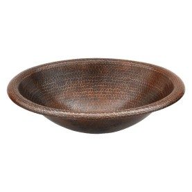 17&quot; Oval Self Rimming Hammered Copper Bathroom Sink