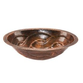 19&quot; Oval Braid Under Counter Hammered Copper Bathroom Sink