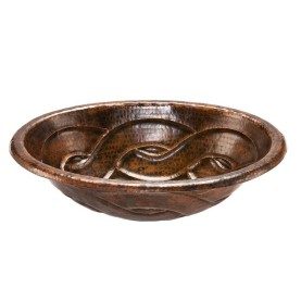 19&quot; Oval Braid Self Rimming Hammered Copper Bathroom Sink