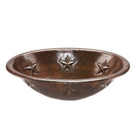 19" Oval Star Self Rimming Hammered Copper Sink