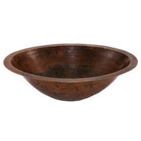 20&quot; Master Bath Oval Under Counter Hammered Copper Bathroom Sink