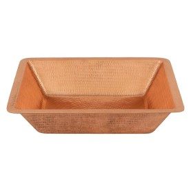 19&quot; Rectangle Under Counter Hammered Copper Bathroom Sink in Polished Copper
