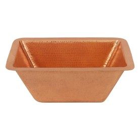 17&quot; Rectangle Under Counter Hammered Copper Bathroom Sink in Polished Copper