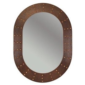 35&quot; Oval Hammered Copper Mirror with Hand Forged Rivets