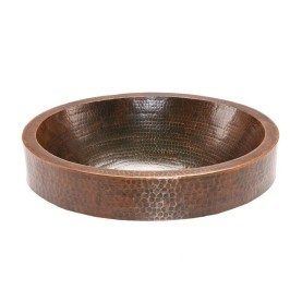 18&quot; Oval Skirted Vessel Hammered Copper Sink