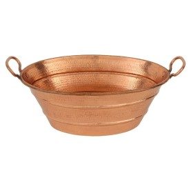16&quot; Oval Bucket Vessel Hammered Copper Sink with Handles in Polished Copper