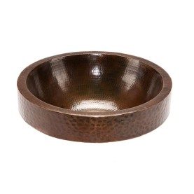 17&quot; Round Skirted Vessel Hammered Copper Sink