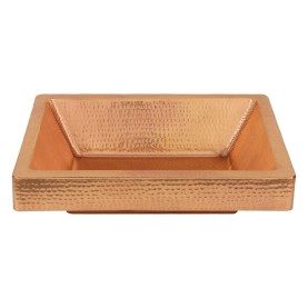 19&quot; Rectangle Skirted Vessel Hammered Copper Sink in Polished Copper