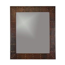 36" Rectangle Hammered Copper Mirror with Hand Forged Rivets