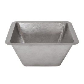 15" Square Under Counter Hammered Copper Bathroom Sink in Nickel