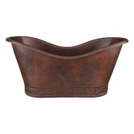 Custom 67&quot; Hammered Copper Double Slipper Bathtub with Scroll Base