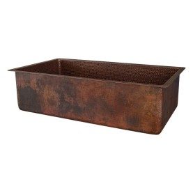 Custom 33" Hammered Copper Single Bowl Traditional Kitchen Sink
