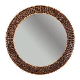 Custom 34" Hand Hammered Round Copper Mirror with Decorative Braid Design