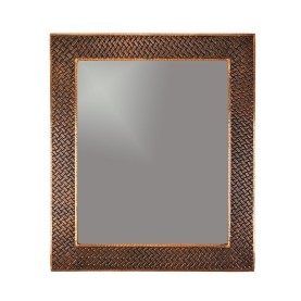 Custom 36" Hand Hammered Rectangle Copper Mirror with Decorative Braid Design