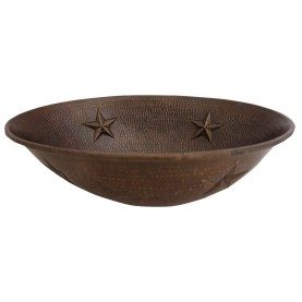 Custom 18&quot; Oval Hammered Copper Wire Rimmed Vessel Sink with Stars