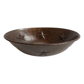 Custom 17" Hammered Copper Oval Vessel Sink with Star Design