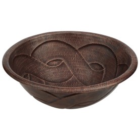 Custom 17&quot; Hammered Copper Round Braided Self Rimming Bathroom Sink