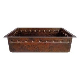 Custom 30&quot; Rectangle Hammered Copper Bar/Prep Sink with Barrel Strap Design
