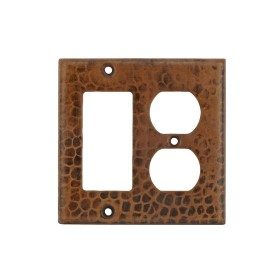 Copper Combination Switchplate, 2 Hole Outlet and Ground Fault/Rocker GFI Cover