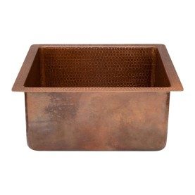 Custom 16&quot; Square Hammered Copper Bar/Prep Sink