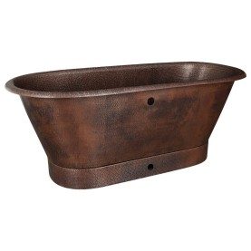 72" Hammered Copper Modern Style Bathtub with Overflow Holes