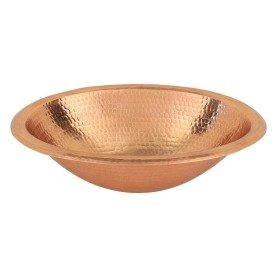 18&quot; Wide Rim Oval Self Rimming Hammered Copper Bathroom Sink in Polished Copper