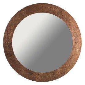 34" Round Hammered Copper Mirror in Rustic Bronze