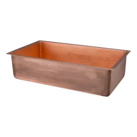 Custom 36" Hammered Copper Single Basin Kitchen Sink